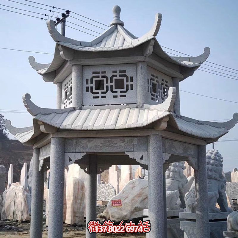 雙層仿古建涼亭，裝點花園、廣場，增添雕塑藝術(shù)氣息