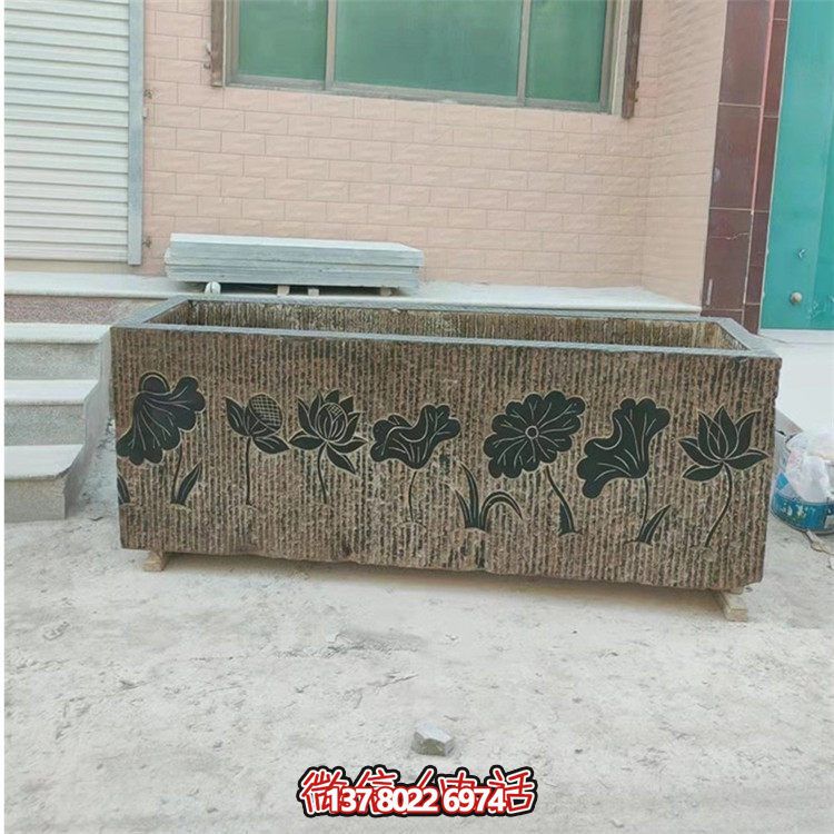 精美花崗巖石雕石缸，裝飾庭院仿古養(yǎng)魚及擺件