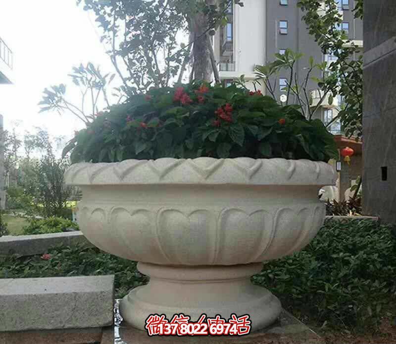 精美巨型大理石石雕花盆雕塑，讓你的別墅街道更加精彩