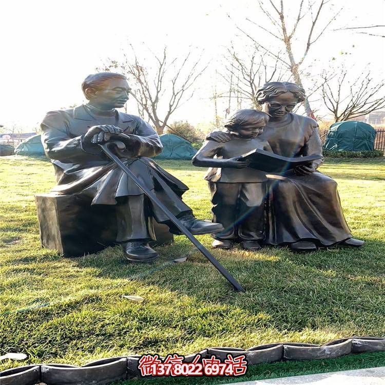 仿銅民俗人物雕塑，玻璃鋼裝飾公園戶外