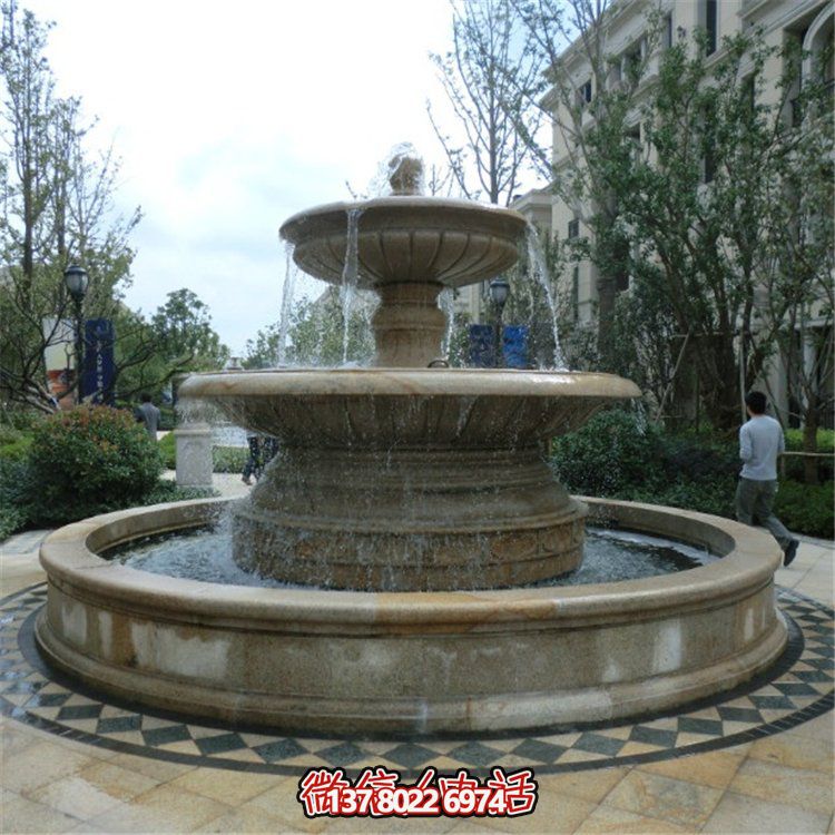 歐式雙層大理石流水噴泉，為小區(qū)增添高貴氣質