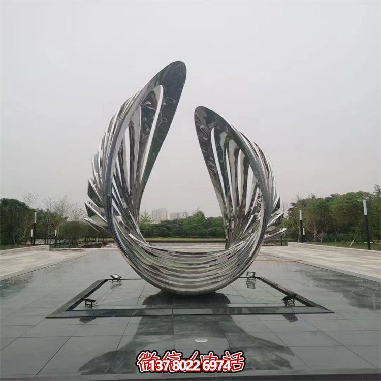 不銹鋼抽象翅膀藝術(shù)雕塑，為戶外廣場(chǎng)增添獨(dú)特景觀