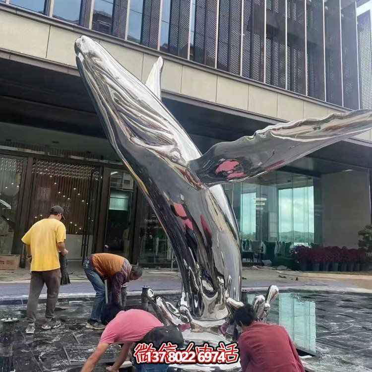大型不銹鋼鏤空魚類擺件，為戶外水景商場(chǎng)售樓部裝飾