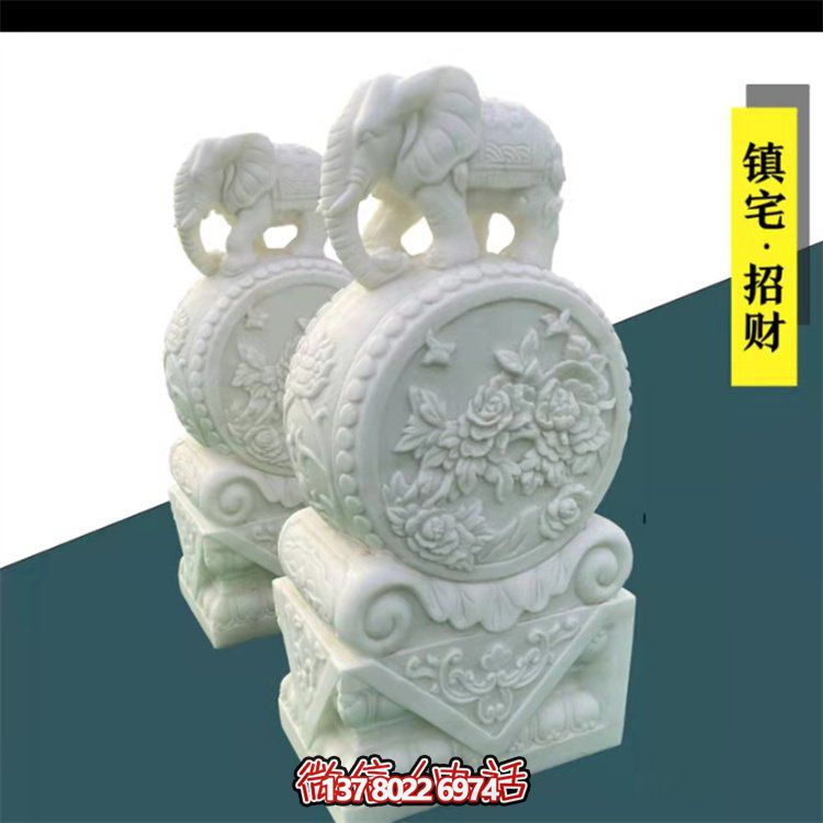 給庭院增添經(jīng)典氣息，漢白玉石抱鼓門墩裝飾