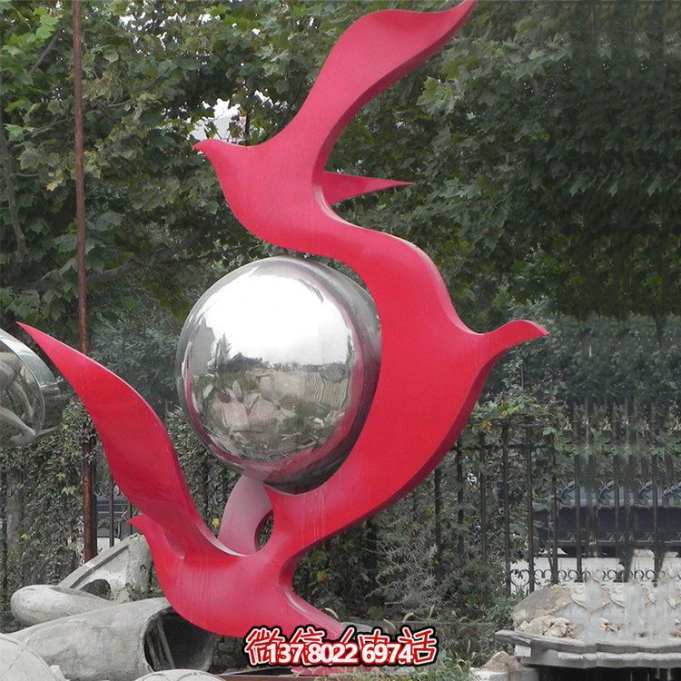 不銹鋼抽象鴿子雕塑，為您的園林景觀增添高雅氣息
