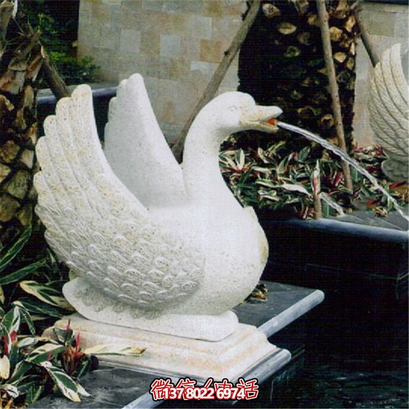 玻璃鋼雕塑噴水器，點亮公園白色天鵝