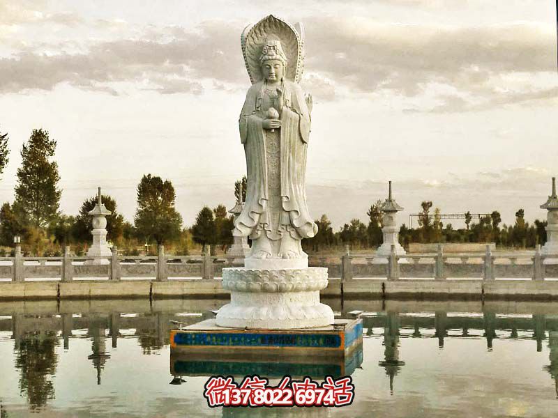 大型漢白玉石雕觀音雕塑，讓你的戶外景區(qū)更加完美