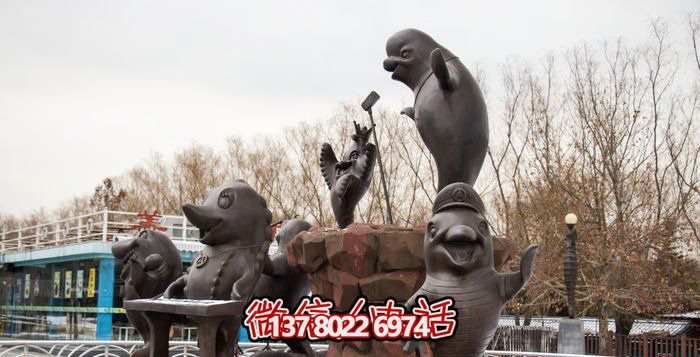 不銹鋼海豚雕塑，個性創(chuàng)意花園裝飾