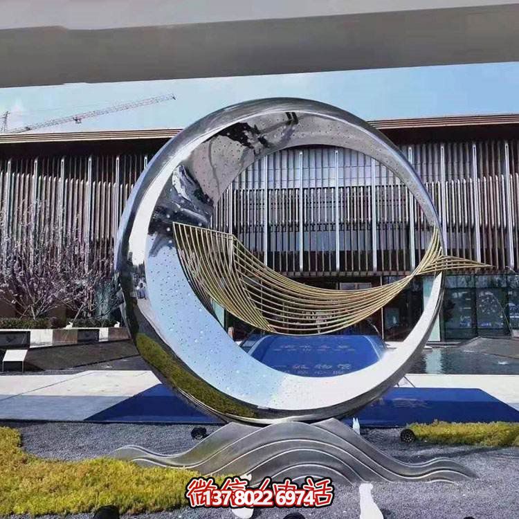 精美不銹鋼圓環(huán)雕塑，給酒店、售樓部帶來(lái)流水?dāng)[件