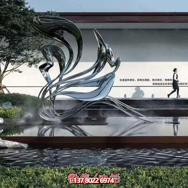 大型不銹鋼抽象雕塑，現(xiàn)代水景景觀創(chuàng)意裝飾