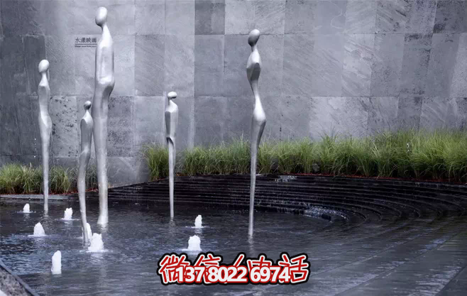 不銹鋼抽象噴泉雕塑，景觀創(chuàng)意裝置