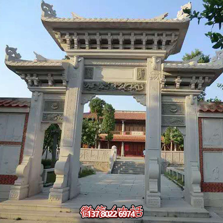 精美大理石石雕景區(qū)園林，大型門樓牌坊雕塑