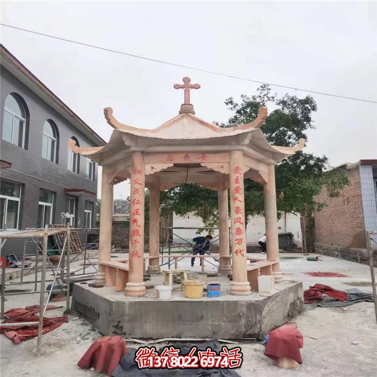 天然大理石涼亭，營造休閑庭院
