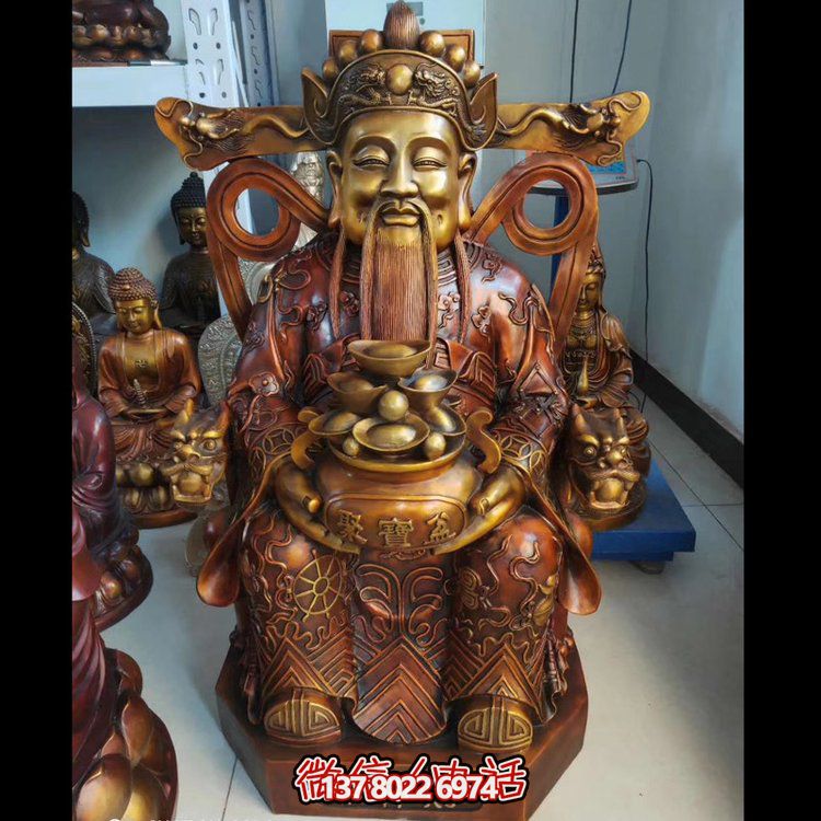 家用純銅鍛造財神爺?shù)袼堋斣礉L滾，祝福財運永久
