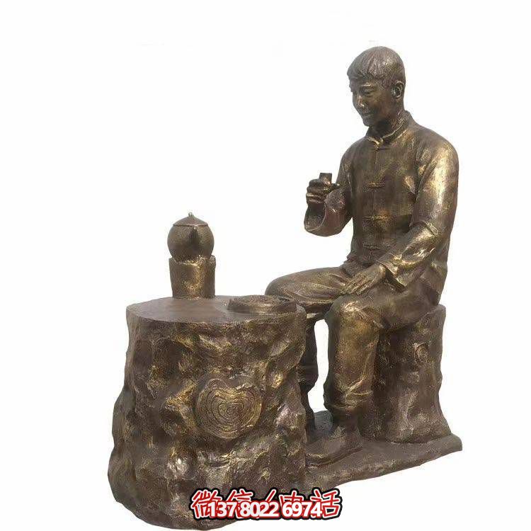 仿銅玻璃鋼人物小品雕塑，景觀戶外公園裝飾
