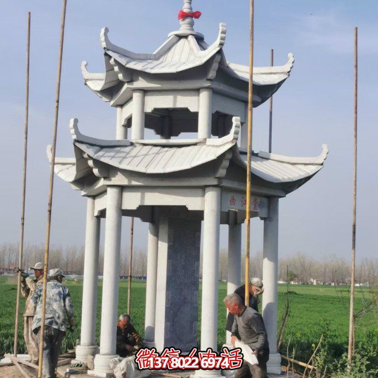 雙層大理石石雕涼亭，點(diǎn)綴家園，打造美麗園林景觀
