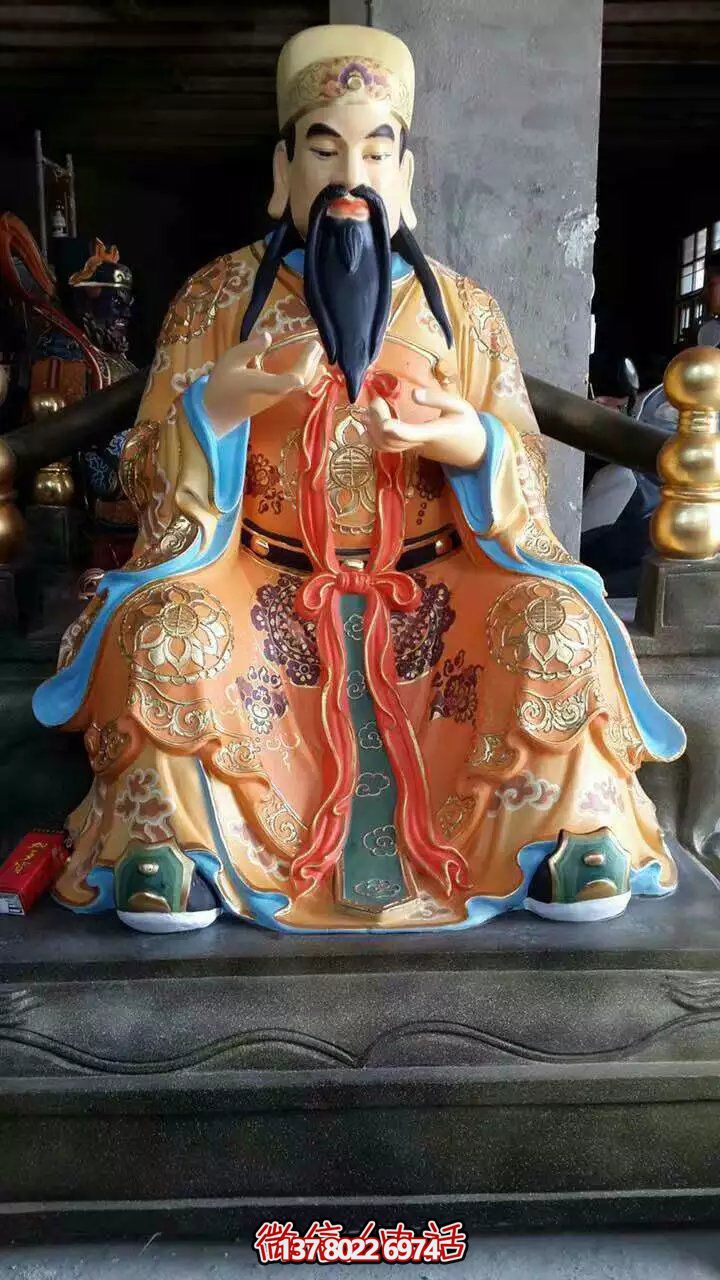 精美供奉財(cái)神雕塑，玻璃鋼彩繪絢麗奪目