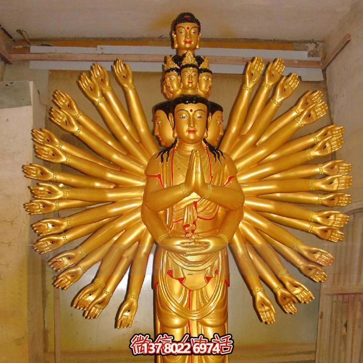 鎏金千手觀音大型雕塑，精美絕倫，醉人心魄