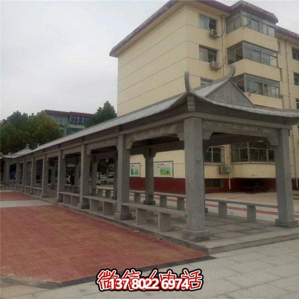 仿古建筑石雕長(zhǎng)廊亭子，打造文化小區(qū)廣場(chǎng)雕塑