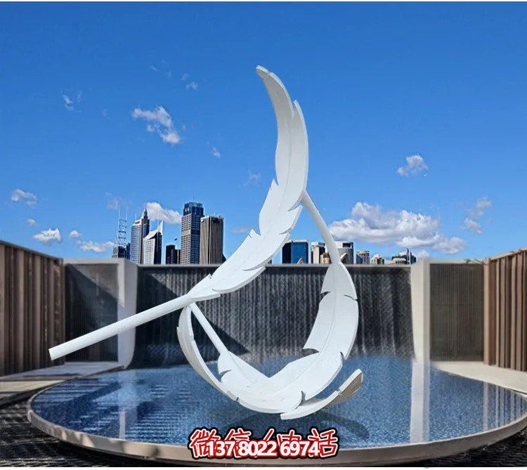大型不銹鋼鏡面羽毛雕塑，創(chuàng)意園林景觀裝置