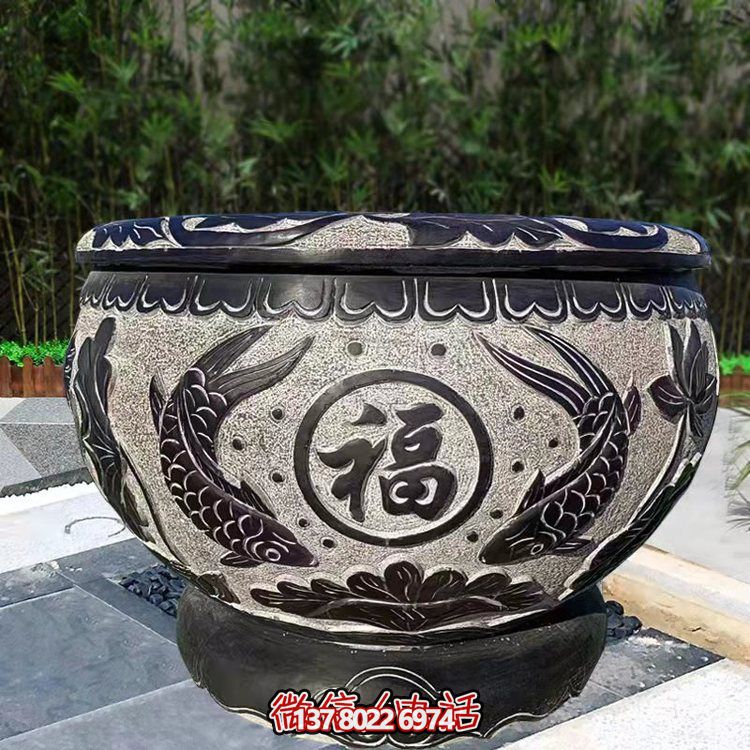 精美青石石雕缸，打造現(xiàn)代園林景觀