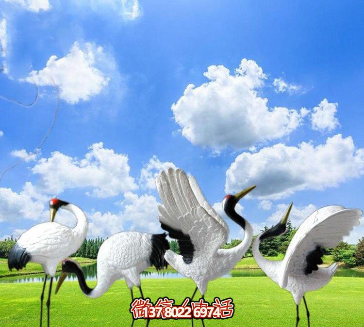仙鶴彩繪玻璃雕塑，一次欣賞美麗風(fēng)景