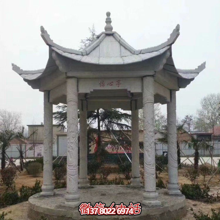 青石仿古石雕涼亭，營造寧靜田園風(fēng)情