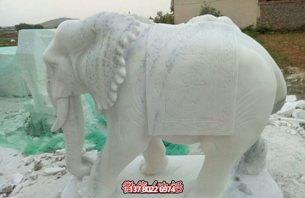 經(jīng)典漢白玉大象雕塑，戶外空間創(chuàng)意裝飾