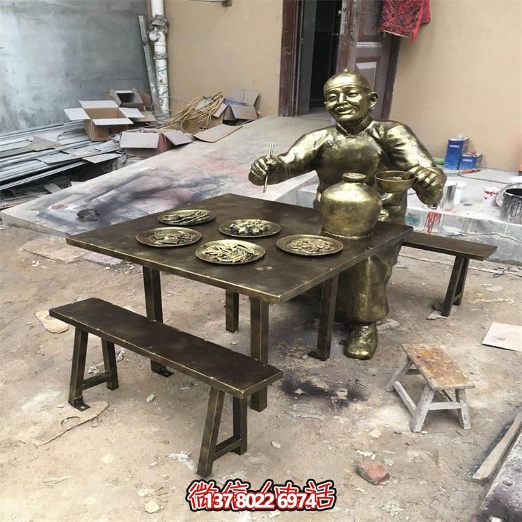 玻璃鋼仿銅人物雕塑擺件，高雅裝點戶外園林