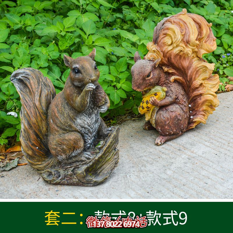 景區(qū)松鼠雕塑，玻璃鋼玻璃玉米抱松子
