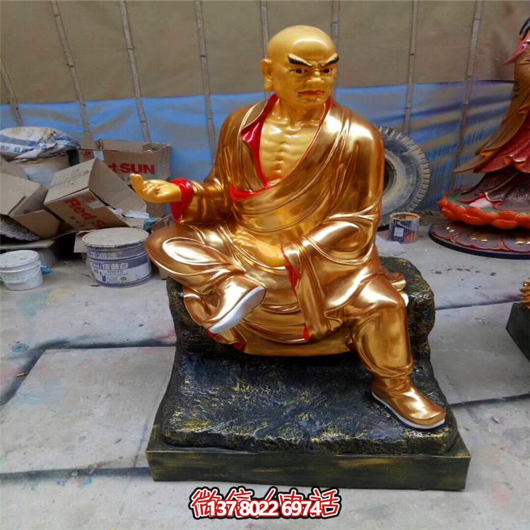 噴金烤漆菩薩雕塑，擁有古老神秘的十八羅漢美學(xué)