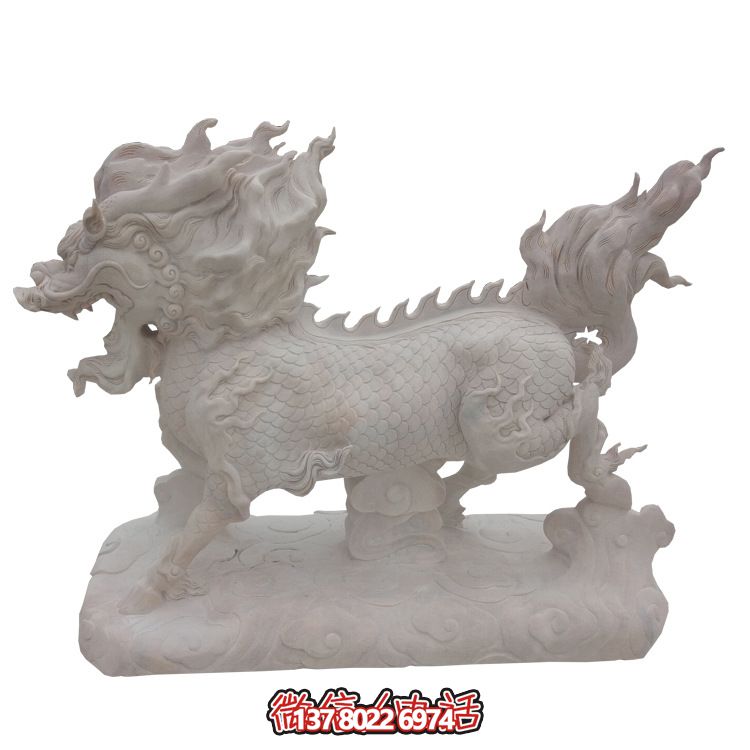 傳承漢白玉石雕麒麟雕塑，美化景區(qū)戶外環(huán)境