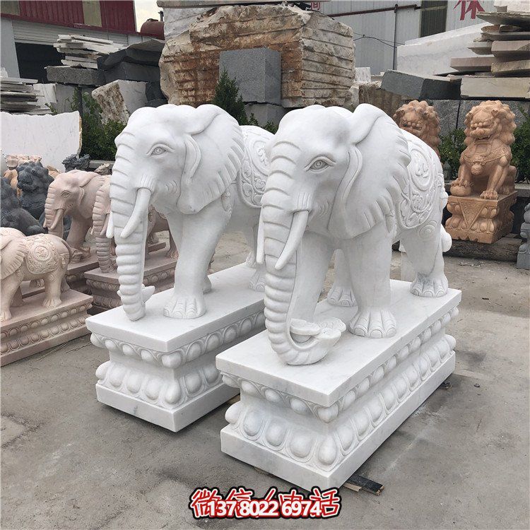大理石石雕大型動(dòng)物雕塑，點(diǎn)綴庭院別墅門口