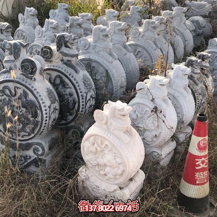 仿古青石獅子抱鼓石擺件，鎮(zhèn)宅庭院門口裝飾