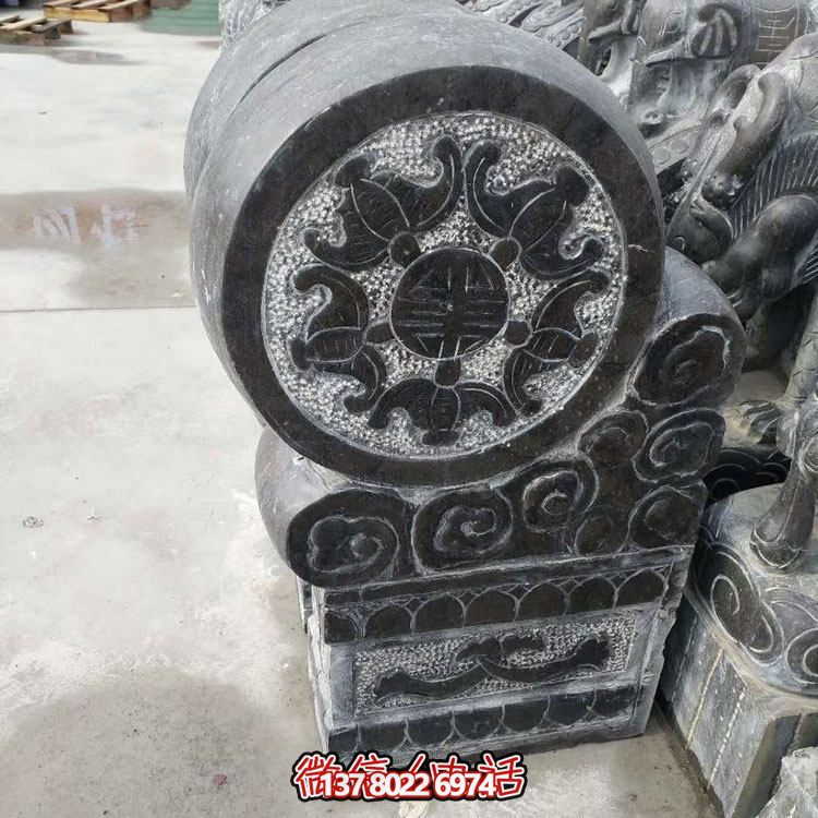 精美青石浮雕抱鼓石雕塑，點(diǎn)綴門口庭院