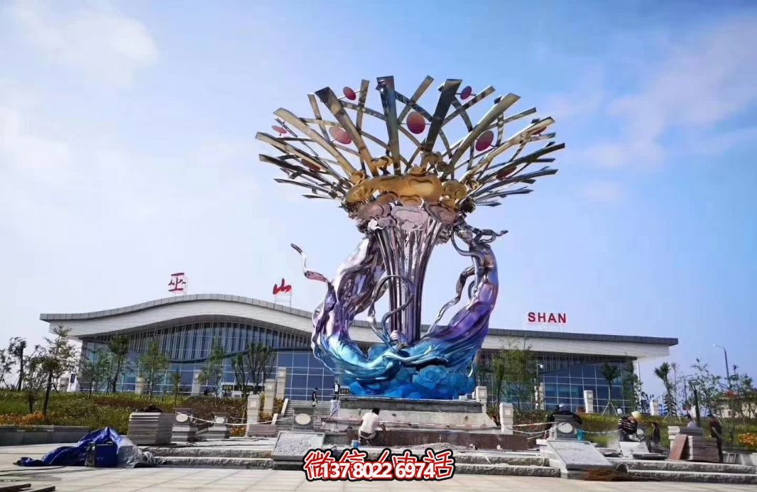 玻璃鋼美人魚雕塑，給廣場帶來彩繪跳舞美景