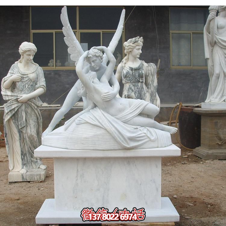 西方天使?jié)h白玉雕塑，美化景區(qū)廣場