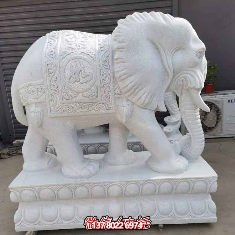 漢白玉雕塑藝術(shù)，景觀裝置招財(cái)大象