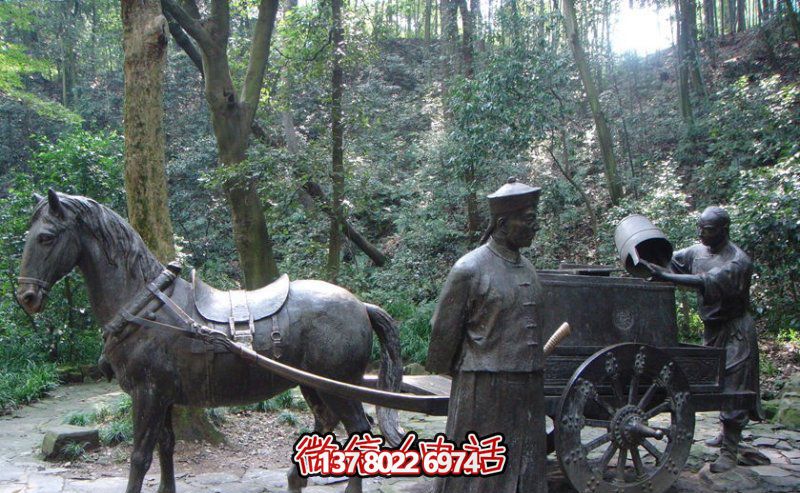 仿古青銅馬車雕塑，為景區(qū)商業(yè)街增添古典風(fēng)情