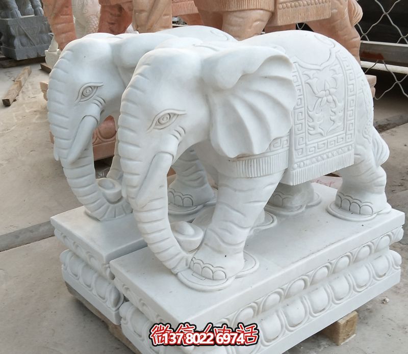 漢白玉雕塑，招財(cái)大象，令您鎮(zhèn)宅景區(qū)庭院更加迷人