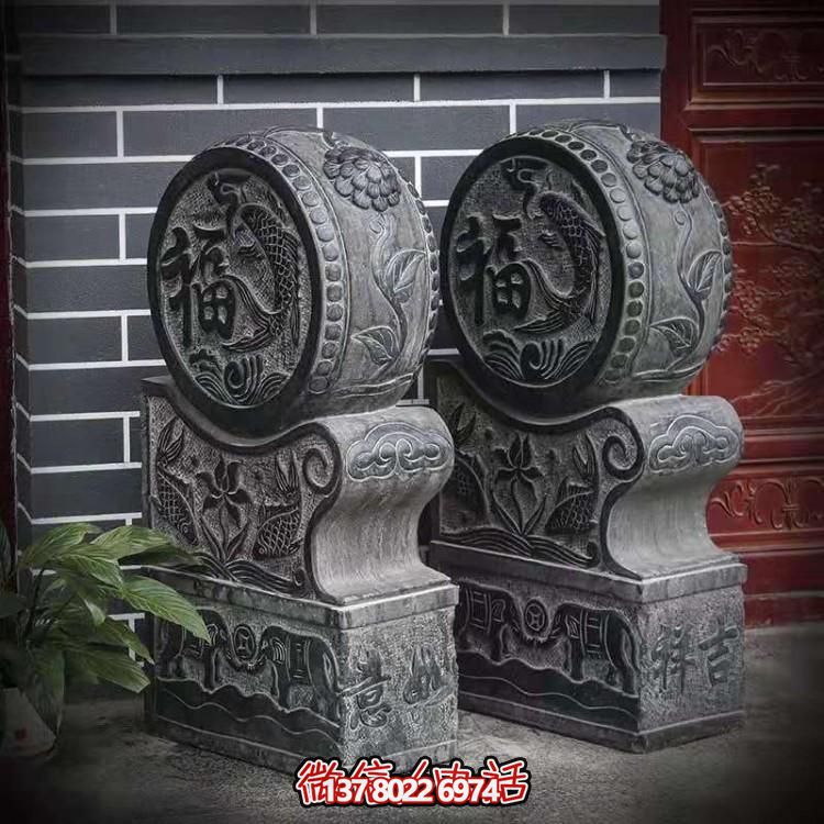 仿古庭院景區(qū)擺放青石雕刻小象福字門(mén)墩抱鼓門(mén)墩