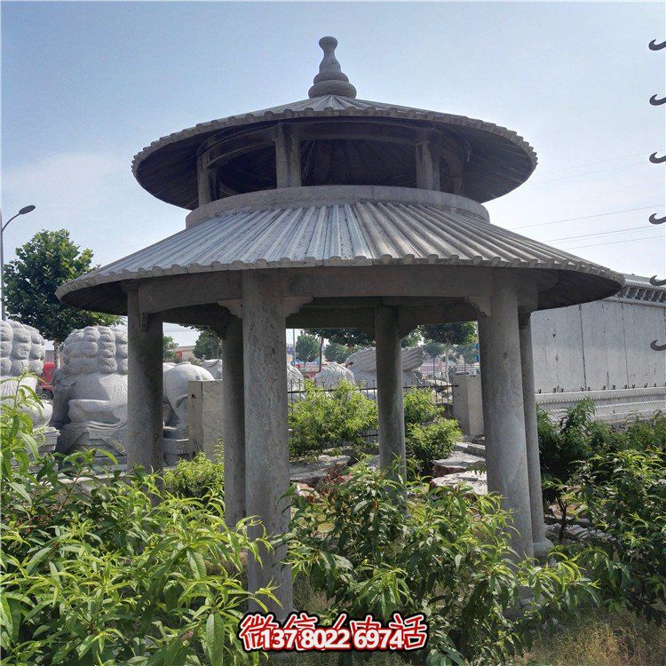 戶(hù)外公園大理石石雕圓形涼亭雕塑