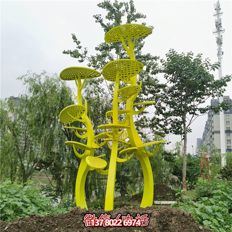 不銹鋼抽象樹，網狀樹葉樹冠