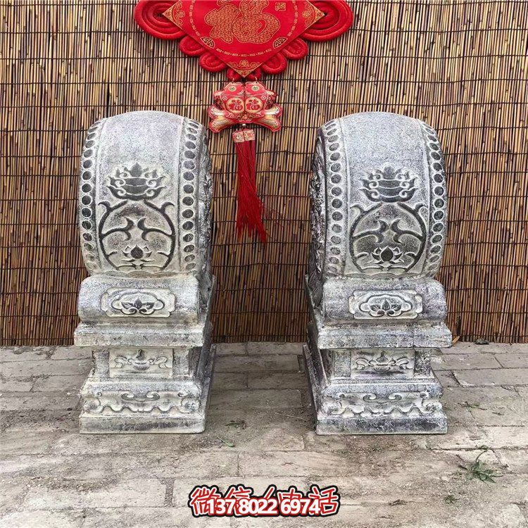 青石仿古抱鼓石，大理石古建大門門墩
