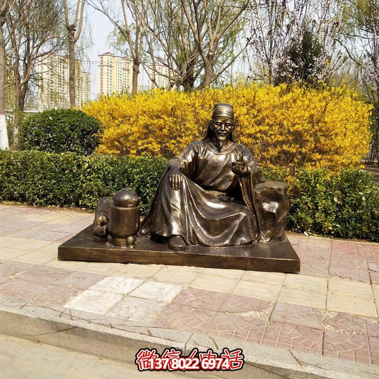 茶圣陸羽雕塑，玻璃鋼仿銅歷史名人情景雕塑