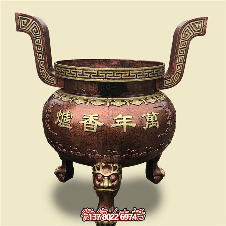 家用銅雕上香祈福鼎，香爐雕塑